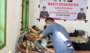Polres-Ngada-Gelar-Bakti-Kesehatan-Donor-Darah,-Wujud-Kepedulian-Kemanusiaan-Sambut-HUT-Bhayangkara-Ke-80--‎